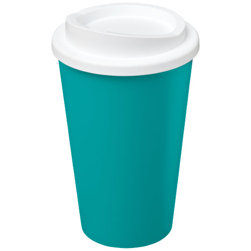Gobelet publicitaire isolant 350ml Americano® Bleu aqua et Blanc